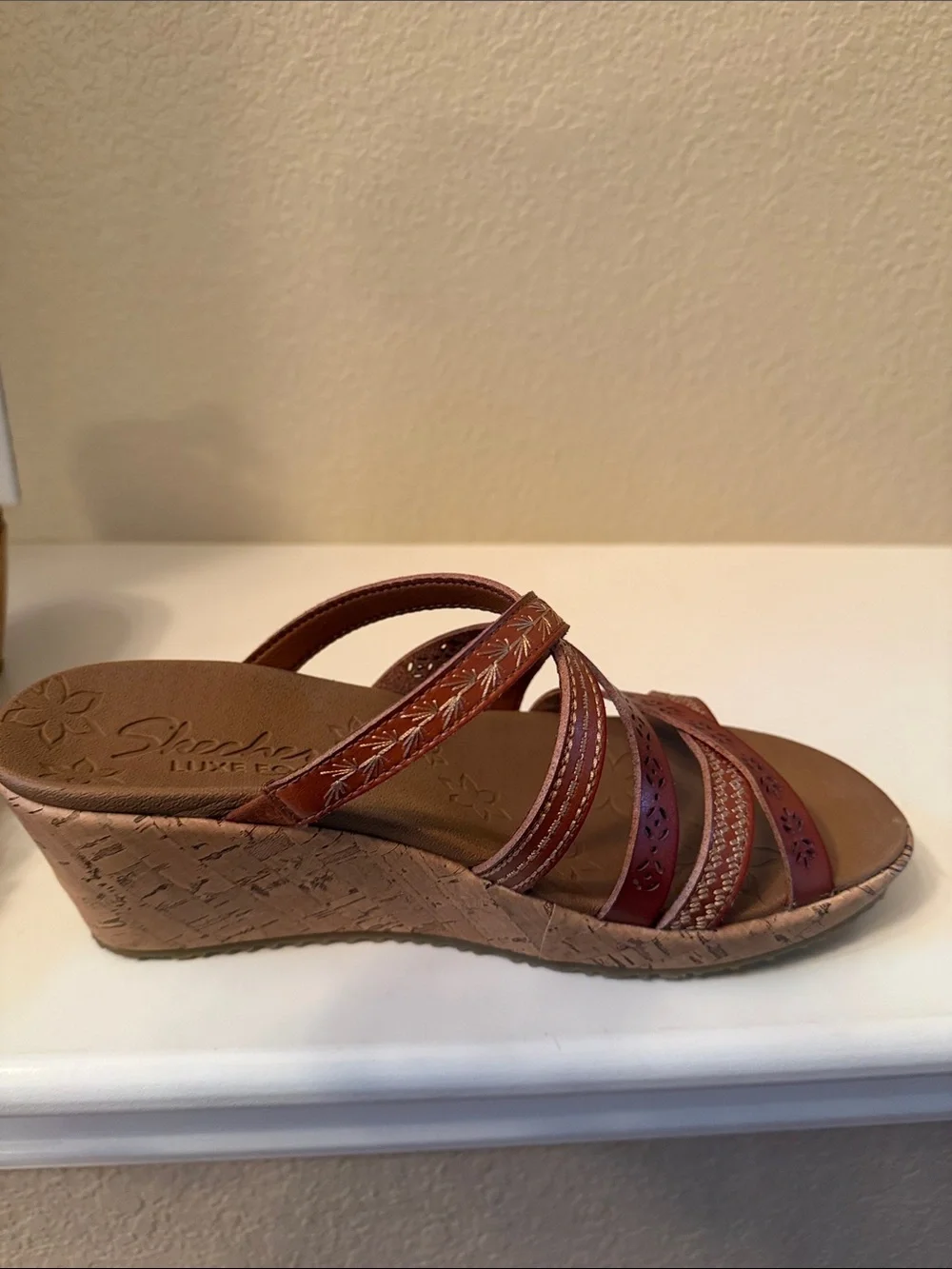 Skechers Brown Multi-Strap Wedge Sandals